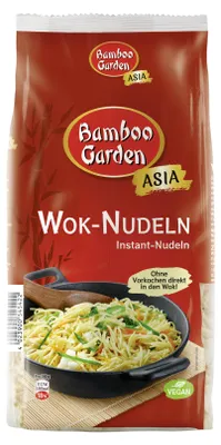 Produktbild von Nudeln für Wok-Gerichte und asiatische Speisen, vegetarisch, ohne Vorkochen