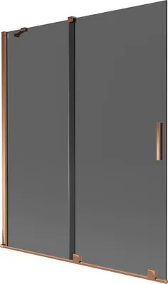 Produktbild von Mexen Velar 2-flügelige, verschiebbare Badewannenabtrennung 140 x 150 cm, grafit, Roségold - 896-140-000-41-60