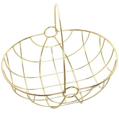 Produktbild von DRW Runde Obstschale mit Metallgriff in Gold, 29 x 22 x 12/24,5 cm