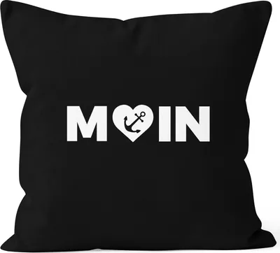Produktbild von Kissenbezug Moin Love Herz Anker Kissenhülle Dekokissen 40x40 Baumwolle MoonWorks® schwarz unisize