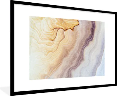 Produktbild von MuchoWow® MuchoWow® Gerahmtes Poster Marmor - Textur - Sandstein - Gold - Marmoroptik 90x60 cm - Poster mit zchwarzem Bilderrahmen - Wanddekoration - Fotos