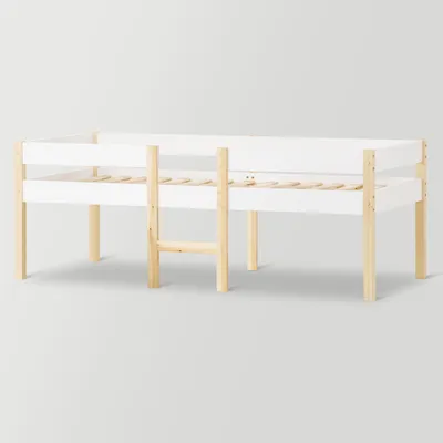 Produktbild von Huasbett Kinderbett mit Rausfallschutz,Kiefer -Vollholz-90x200 cm