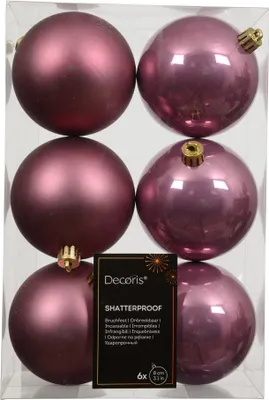 Produktbild von Weihnachtskugeln Kunststoff 8cm 6 Stück Vintagerosa