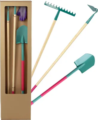 Image de Set d'outils de jardinage / Set d'outils de jardinage - Bêche, râteau, houe - Gants pour femmes inclus