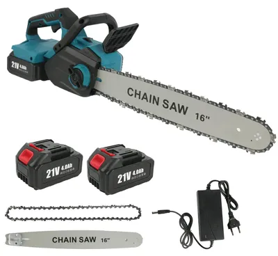 Image de Scie à chaîne électrique sans fil - Scie d'élagage électrique - Longueur de la lame : 40,6 cm - Moteur sans balais - 2 batteries - Portative - Pour l'entretien des jardins et le travail du bois