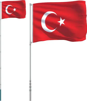 Produktbild von vidaXL Flagge der Türkei mit Mast 5,5 m Aluminium