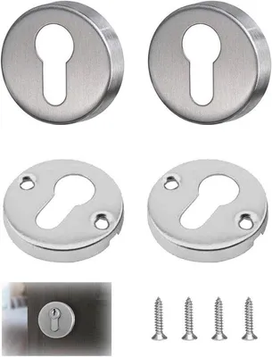 Produktbild von Schlüsselrosetten-Set aus Edelstahl für Zimmertüren - Silber (4 Schrauben enthalten)