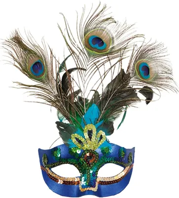 Produktbild von O46076 Pfau Maske Pfauenmaske Vogelmaske Federmaske