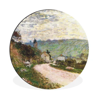 Produktbild von MuchoWow® Aluminium Wandkreis Die Straße bei Vétheuil - Claude Monet Ø 60 cm Wanddeko Modern Wohnzimmer - Wand Kreis - Wandbild - Schlafzimmer - Aluminium Bild - Kinderzimmer - Wohnzimmer Dekoration - Wandschmuck