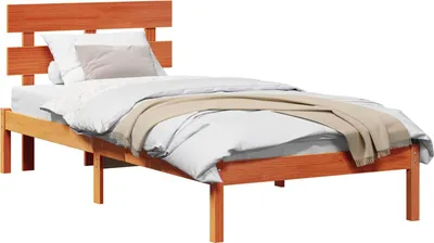 Produktbild von Bettgestell mit Kopfteil Braun 100 x 200 cm Massivholz Kiefer