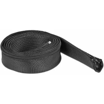Produktbild von DeLOCK Geflechtschlauch mit Reißverschluss hitzebeständig 2 m x 50 mm schwarz, Schwarz, Polyester, -50 - 150 °C, 1 Stück(e), China, 5 cm
