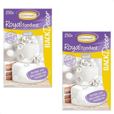 Produktbild von BackDecor Fondant weiß, 2 x 250 gr | 100% Vegan | Palmölfrei | Reißfest