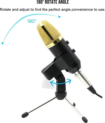 Obrázek produktu pro Profesionální studiový kondenzátorový mikrofon USB pro nahrávání zvuku s kardioidní charakteristikou, určený pro PC a notebooky, černý