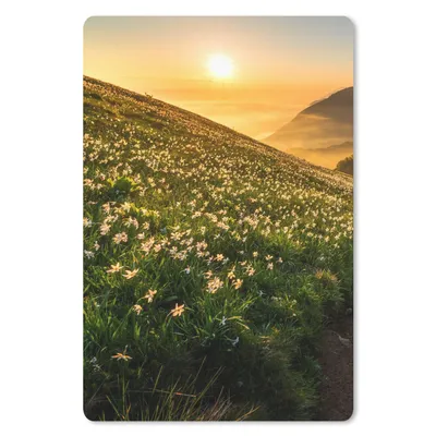Produktbild von MuchoWow® Mauspad Mousepad Blumen - Sonne - Berge 18x27 cm - Mousepads - Maus Mat - Pad - Mausunterlage