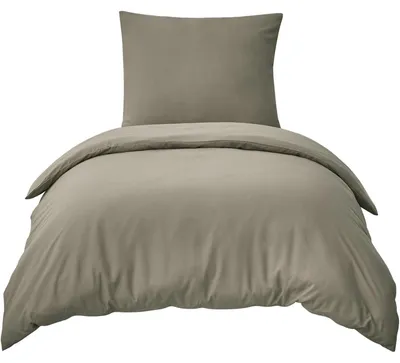 Productafbeelding van Bettenset, 2-delig, 155x220 cm, taupe kleur, microvezel, met rits, kreukvrij
