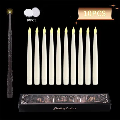 Produktbild von OKWISH LED-Kerzen, Fernbedienbare LED Schwebekerze, Elektronische Dekokerze, Schwebe-Licht für Zuhause, Party & Halloween, Batteriebetrieben, Stimmungslicht, Sicherheitskerze, 10