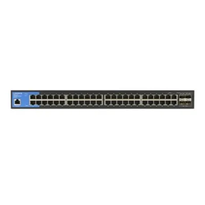 Zdjęcie produktu dla Linksys 48-portowy gigabitowy zarządzalny przełącznik sieciowy z 4 gniazdami 10 G Uplink SFP+, Zarządzany, L3, Gigabit Ethernet (10/100/1000), Obsługa PoE