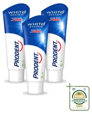 Obrázek produktu pro 3x zubní pasta Prodent White System – přirozeně bělící – 75 ml – balení pro zásobení – 3 kusy