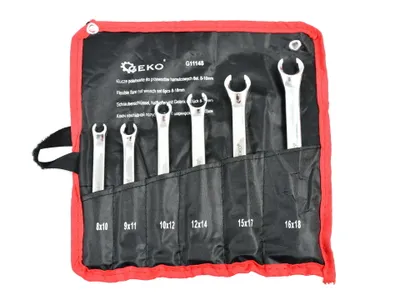 Produktbild von BSD Offener Ringschlüssel Set Metrisch - Poliert Schraubenschlüssel Satz, Offener Ringschlüsselsatz, Bremsleitungsschlüssel Set 8-18mm - 6 Teilig