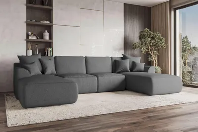 Produktbild von 99rooms Gusto Wohnlandschaft Strukturstoff NEVE Anthrazit mit Schlaffunktion
