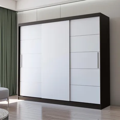 Produktbild von Schwebetürenschrank Alba 250 cm Schwarz/Weiß, ohne Spiegel und LED.