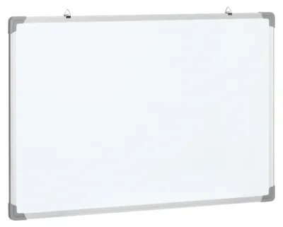 Productafbeelding van Whiteboard, magneetbord, memobord, inclusief accessoires: 4 stiften, 1 gum, 10 magneten, wit + zilver