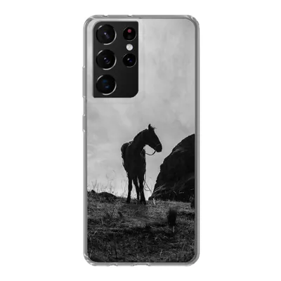 Produktbild von MuchoWow® Handyhülle Schutzhülle Hülle für Samsung Galaxy S21 Ultra Pferd - Wolken - Wiese Silikon Softcase Handy Hülle - Mobiltelefon