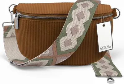 Produktbild von ARTVALL - Umhängetasche aus Cord, Klein mit verstellbarem Schultergurt, abnehmbares Taschenband, Crossbody Bag in Braun