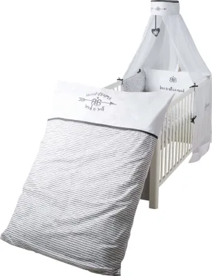 Produktbild von roba Kinder-Bettgarnitur 4-tlg, 'Rock Star Baby 3', Bettset mit Bettwäsche 100x135, Nestchen, Himmel