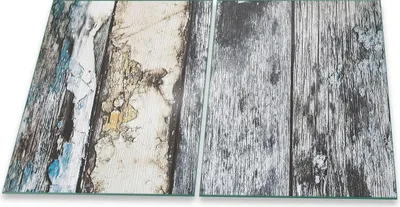 Produktbild von Herdabdeckplatte Glaskeramik 2-Teilig 2x40x52 Holz Grau Abdeckung Spritzschutz Glas