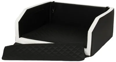 Produktbild von Velinda Premium Hundebett Auto Kofferraum 100x70 cm – Kofferraumschutz mit Ladekantenschutz – Autobett für Hunde Schwarz/Weiß