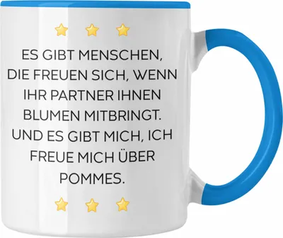Produktbild von Trendation - Lustige Tasse mit Spruch für Frauen Männer Arbeit Büro Lustig Tassen Becher mit Sprüchen Kollegin Geschenk Sarkasmus Pommes (Blau)