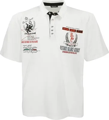 Productafbeelding van Overgroot, trendy polo-shirt met korte mouwen, merk LAVECCHIA, crèmekleurig/wit, maat 7XL