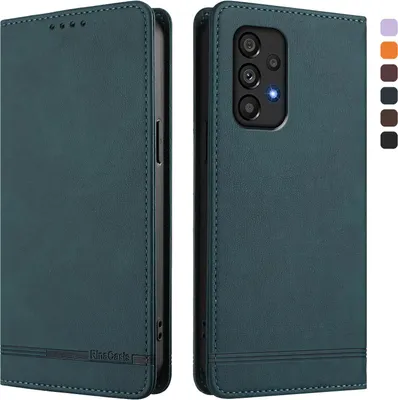 Produktbild von Hülle für Samsung Galaxy A53 5G, Retro Kunstleder Ständer Klapphülle mit Kartenfächer und Magnetische Grün