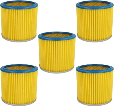 Produktbild von vhbw 5x Faltenfilter kompatibel mit Einhell AS 1400, 1250, 1250N Staubsauger - Patronenfilter Blau Gelb