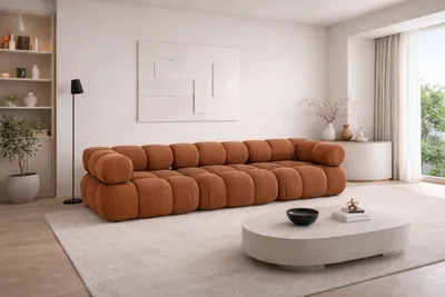 Image de Canapé canapé modulable 3 places, tissu velours Salvador, marron, Selia