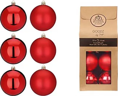 Produktbild von Kunststoff Weihnachtskugeln 13tlg. 6cm Rot-Mix