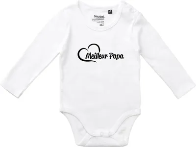 Produktbild von Huuraa Baby Body Meilleur Papa Cœur 62 White  Baumwolle Fairtrade Langarmbody Geschenkidee