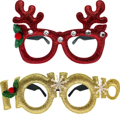 Produktbild von Oblique Unique 2 Brillen Partybrillen Spaßbrillen für Weihnachten Rentier + HOHO Weihnachtsdeko Rot Gold