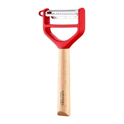 Produktbild von Opinel T-Duo, Obst & Gemüse, Y-Schäler, Edelstahl, Rot, Holz