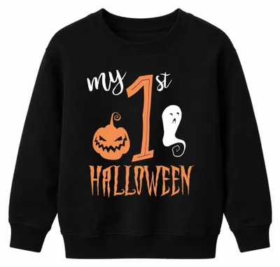Image de Mon premier Halloween : Sweat à capuche pour bébé, motif citrouille, pour enfants, noir, taille 152