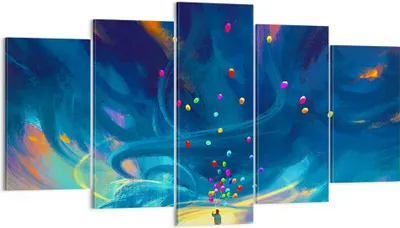 Produktbild von Bild auf Leinwand - Leinwandbild - Abstraktion Ballon - 160x85cm - Wand Bild - Wanddeko - Leinwanddruck - Bilder - Kunstdruck - Wanddekoration - Leinwand bilder - Wandkunst - EA160x85-3714