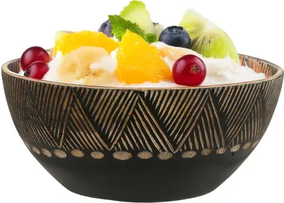 Produktbild von Obstschale/Obstkorb - Servierschale - Mangoholz - D25 x H10 cm - Brotkorb - schwarz