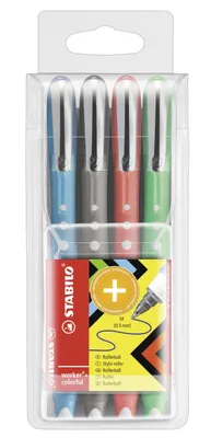 Image de Roller - STABILO worker+ coloré - moyen - pack de 4 - vert, rouge, bleu, noir (assorti)