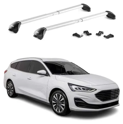 Image de Barres de toit transversales pour Ford Focus IV Break 2018-2025 Alu Gris ABE, Image générée par une IA