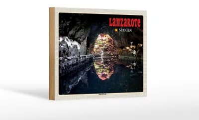Produktbild von Holzschild Reise 18x12 cm Lanzarote Spanien Jameos del Agua