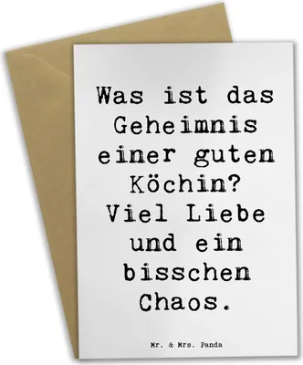 Produktbild von Mr. & Mrs. Panda Glückwunschkarte Spruch Köchin Chaos - Weiß - Geschenk, kreative Geschenke, Beruf, handgefertigt, Liebe und, hochzeitskarten, weihnachtskarten, Berufe