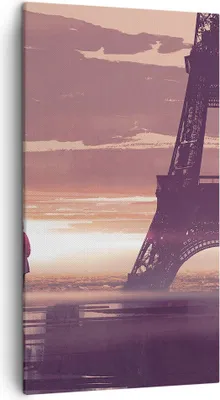 Produktbild von Bild auf Leinwand - Leinwandbild - Paris Stadt Nacht - 45x80cm - Wand Bild - Wanddeko - Wandbilder - Leinwanddruck - Bilder - Kunstdruck - Wanddekoration - Leinwand bilder - Wandkunst - PA45x80-4104