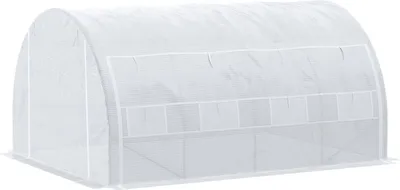 Immagine prodotto di Serra in pellicola per serra 3,97 x 3,02 x 2 m con protezione UV, serra per pomodori antivento con porta laterale in acciaio in bianco