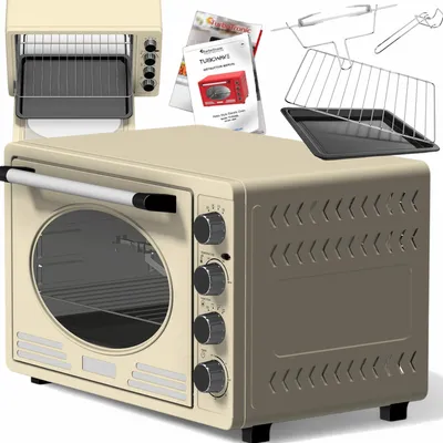 Zdjęcie produktu dla Retro piekarnik elektryczny TurboTronic termoobieg rożno 45L 2000W Cream